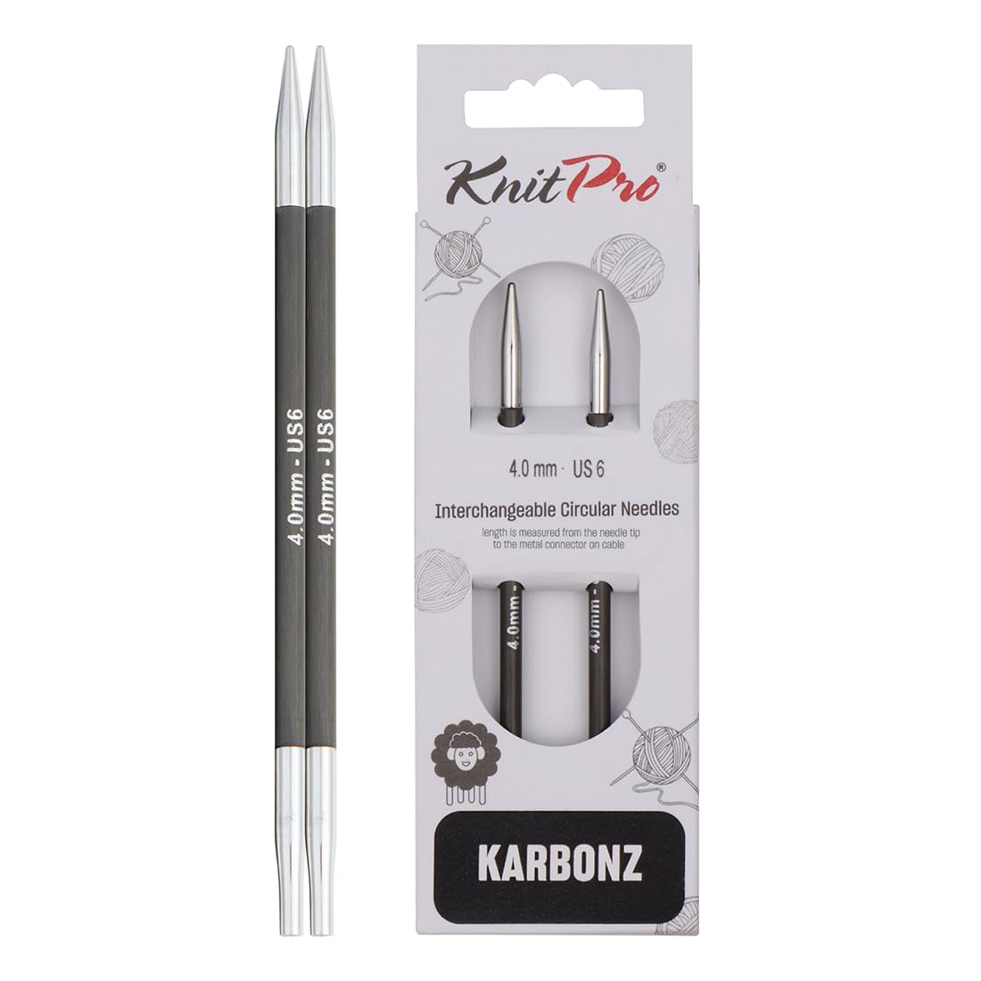 KnitPro Karbonz Interchangeable Circular Needles 5" (13cm) | 4.00 mm