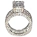 Regal 3.9 Ct Emerald-Shape Milgrain Cubic Zirconia Cz Bridal Engagement Wedding Ring Set (Center Stone is 3 Cts)