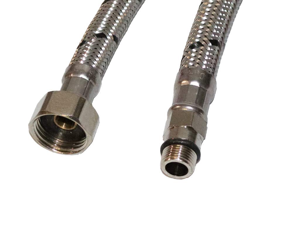 Aumix x2 (Pair) M12 (12mm) x ½” inch BSP 9mm 500mm Bore Flexible Braided Pipe Kitchen Basin Monobloc Mixer Tap Connector Hose WRAS Approved