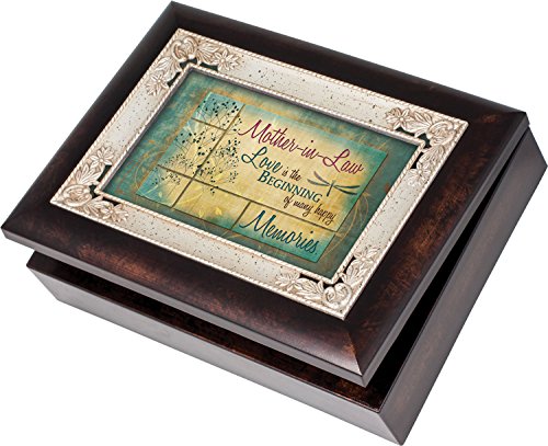 Cottage Garden Mother-in-Law Italian Style Burlwood Finish with Decorative Inlay Jewelry Music Box - Plays Song You Light Up My Life