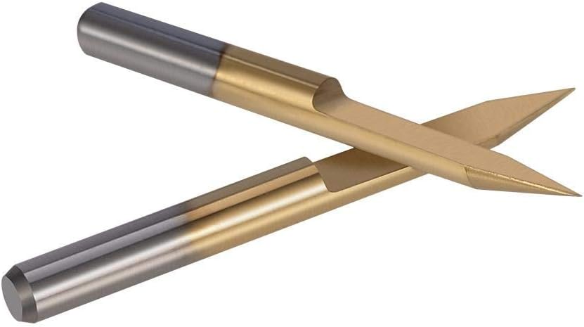 Akozon 30 Degree V Groove Titanium Coated Carbide Engraving CNC Router Bit, 10pcs, 0.1mm Tip, popular, normal - Image 4