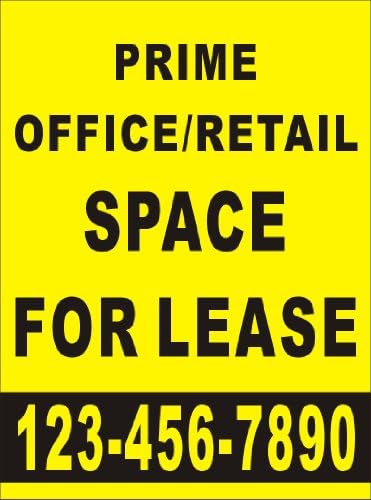 3ftX4ft Custom Printed PRIME OFFICE/RETAIL SPACE FOR LEASE Banner Sign with Your Phone Number (Vertical)