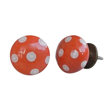 Indian Shelf Handmade Ceramic Polka Dot Drawer Knobs Flat Kitchen