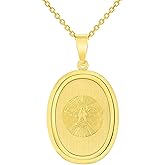 Jewelry America 14k Yellow Gold Holy Spirit Dove Religious Oval Medal Pendant Necklace