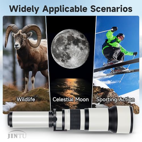Telephoto Lens EF/EF-S JINTU 650-1300mm F8 Zoom Lens for Canon EOS SLR 4000D 2000D 80D 90D 5D III 6D 7D II 60D 70D 250D 750D 760D 1200D 1300D 1500D 650D 550D 0D 4500 D 400D Nikon D90 D5600 D780 D3200