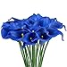 Houda Calla Lily Bridal Wedding Artificial Fake Flowers Party Decor Bouquet PU Real Touch Flower 10PCS (Royal Blue 10pcs)