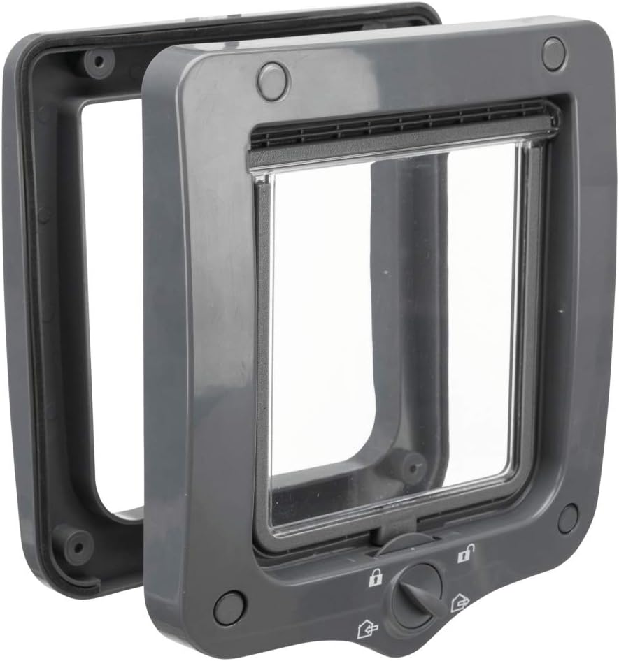 Trixie 4-Way Cat Flap, Grey, 490 g, Darkgray, 20x22cm