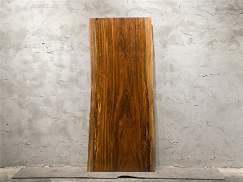76" Long 2" Thick Solid Wood Office Dining Conference Table Oak Slab Nature Live Edge Slab with Two Wood Stands OK04