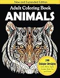 Animals Adult Coloring Book: 100 Unique Designs Including Lions, Bears, Tigers, Snakes, Birds, Fish, and More! by Creative Coloring