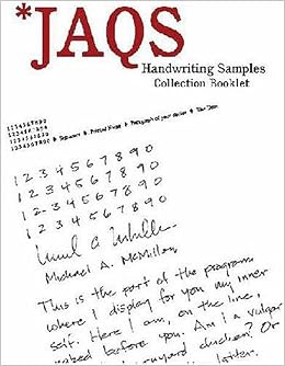 Jaqs Handwriting Samples Collection Booklet Companion Guide