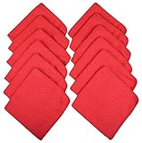 Sinland Waffle Weave Microfiber Dish Cloths Kitchen Cleaning Cloth Washcloth 13Inchx13Inch Amaranth 12 Pack