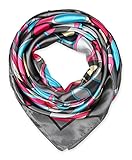corciova Designer Satin Women's Big Square Neck Scarf Headscarfs 90 x 90 cm Geometric Gray