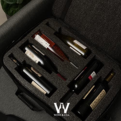 Bolsa Mala Para Transportar 6 Garrafas Vinho em Viagens Com Espuma De Proteção Anti Shock Wine & Companhia (Preto)