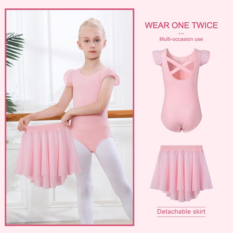 DIPUG Ballet Leotards for Girls Dance Leotard Combo Toddler Removable Dance Skirt
