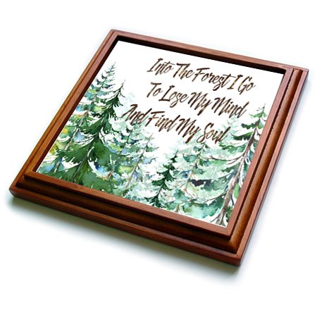 3dRose trv_252963_1 Watercolor Forest Trivet with Tile, 8 by 8
