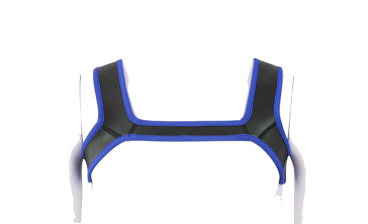 HOT DREAM Mens Neoprene Custom Harness Shoulder Strap Muscles Protector Adjustable Club Wear Costume (Blue, S)