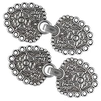 Bezelry 4 Pairs Romantic Bouquet Cape or Cloak Clasp Fasteners. 62mm x 25mm Fastened. Sew On Hooks and Eyes Cardigan Clip (Gray Silver)