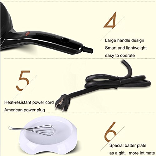 Liven Electric Crepe Maker with Non-Stick Coating and Automatic Temperature Control for Perfect Crepes, Blintzes, Pancakes, Bacon, 8 Inch Diameter 120V BC-11