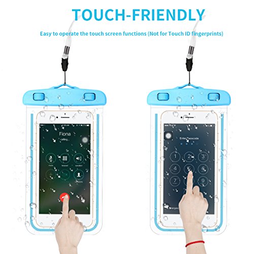 [2 Pack] Waterproof Phone Case, Universal Durable Luminous Noctilucent Underwater Case Cover Dry Bag Pouch up to 6 Inches with Neck Strap for Smartphone(Blue) - Thumbnail 5