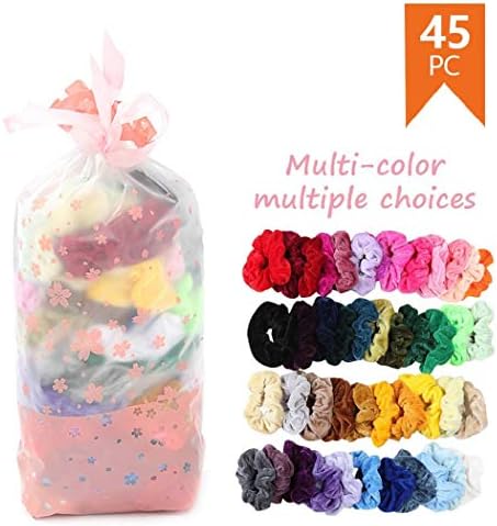 Velvet Elastic Hair Bands Women Girls Multicolor Hair Scrunchies Velvet Elastic Scrunchy Bobble Soft Hairband Ties Ponytaii Holoder Ropes Packe 45 Cheap