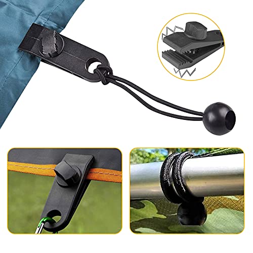 24 Pcs Tarp Clips and Ball Bungee Cords Tarp Clamps Heavy Duty Lock Grip Tent Pool Awning