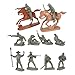 Civil War Wounded Artillery & Cavalry Plastic Army Men: Set of 10 GRAY 54mm Figures and 2 Horses - 1:32 scale