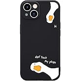 Houdqklee Funny Duck Case for iPhone 16 Pro, Cute Hi White Duck Phone Case Cover Liquid Silicone Soft Gel Rubber Phone Cover with Microfiber Lining for iPhone 16 Pro