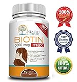 HEALTH NURTURE BIOTIN MAXIMUM STRENGTH - All Natural Hair Growth Formula - Best Vitamin to Support Healthy Hair, Skin, Nails, Digestive Healthy and Healthy Ageing - 100%