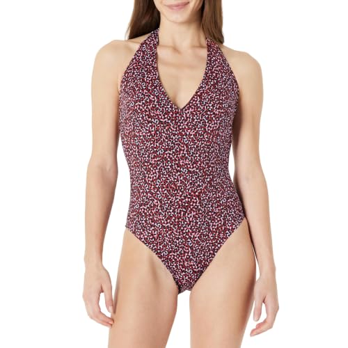 Amazon Essentials Women's Halter One Piece Swimsuit, Brick Red… at Amazon