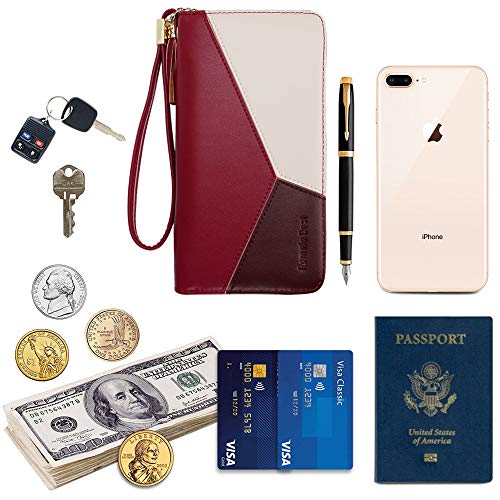 Wallets for Women with Multiple Card Slots and Roomy Compartment (Wristlet Type - Red)