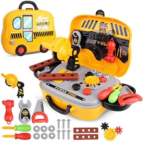 JEJA Tool Sets 29PCS with Carrycase Workbench Accessories Role Play Toy Gift for Boys Kids Children