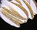 BABEYOND 42 Pcs 1920s Gatsby Gold Dipped Feather Natural Décor Glitter Feather for 20s Party Decoration Wedding Decoration (White & Gold)