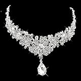 Carinloing's Lady Hair Rhinestones Flowers Headdress Tiara Wedding Bridal Wear Jewelry Frontlet with Back Chain