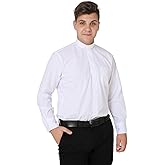 IvyRobes Mens Tab-Collar Long Sleeves Clergy Shirt White (Necksize 15")