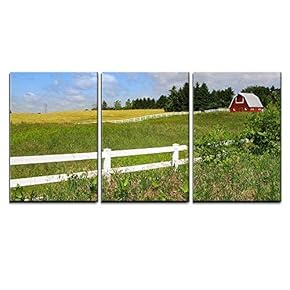 Scenic Farm Landscape with Barn x3 Panels