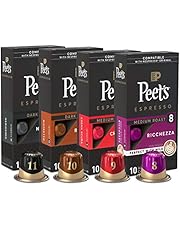 Peet's Coffee Espresso Capsules Variety Pack, 40 Count Single Cup Coffee Pods, Compatible with Nespresso Original Brewers, Crema Scura, Nerissimo, Ricchezza, Ristretto
