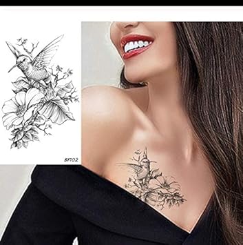 Lfvguiop 3d Crayon Croquis Humminbirds Tatouages Floraux