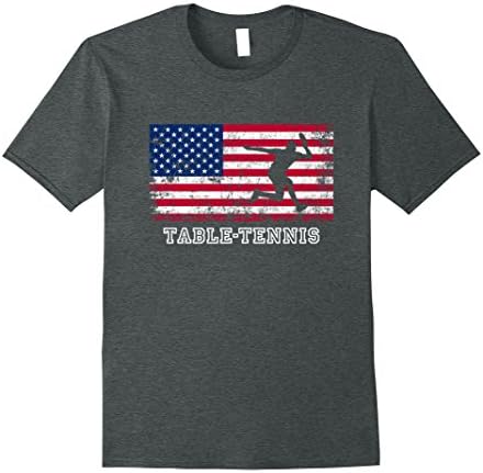 Mens American Flag Table-tennis T-Shirts - Table-tennis Team Spor Small Dark Heather