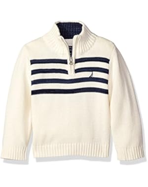 Nautica Baby Boys' Quarter Zip Neck 'Good Harbor' Striped Sweater