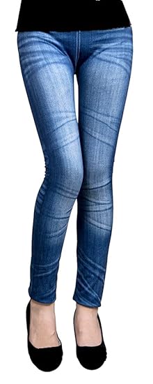 Thermo Fleece Leggings in Jeans Loock Optik Super Stretch Weich Warm