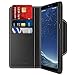 Maxboost Note 8 Wallet Case [Folio Style] [Stand Feature] mWallet Series For Samsung Galaxy Note8 (2017) [Black] Protective Credit Card Leather Flip Cover [Card Slot + Side Pocket] Magnetic Closure