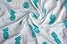 Tippy Toes Organic Muslin Swaddle Baby Blanket, Turquoise Pineapple, Large 47 inch x 47 inch