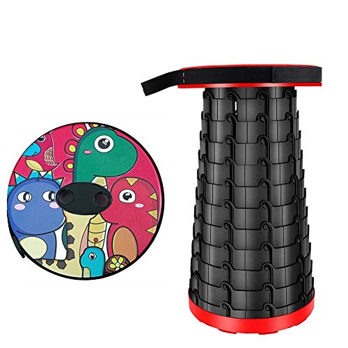 WXLAA Retractable Folding Stools Portable Plastic Stool, Holds up 130kg, Outdoor Travel Camping Fishing Garden Folding Stools, (Dinosaur Pattern)