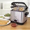 Quest-34250-Brushed-Square-Deep-Fat-Fryer-Compact-Non-Stick-Coating-Stainless-Steel-15-Litre-900W Quest 34250 1.5 Litre Stainless Steel Deep Fat Fryer / 130-190°C Adjustable Temperature / Lid Cover & Viewing Window…