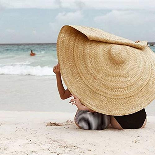 Duseedik Women Large Sun Hat Beach Anti-UV Sun Protection Foldable Straw Cap Cover (Khaki) - Thumbnail 5