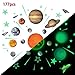 Glow Planets and Stars, Bright Solar System Wall Stickers -Sun Earth Mars and so on,Glowing Ceiling Decals for Bedroom Living Room,Shining Space Decoration for Kids for Girls and Boys