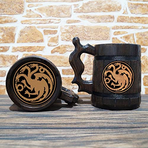 House Targaryen Beer Mug, Game of Thrones Wooden Beer Stein, Geek Gift, Personalized Beer Stein, GoT Tankard, Custom Gift for Men, Daenerys Targaryen, Gift for Him
