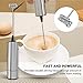 Daugee Milk Frother Handheld Battery Operated Electric Travel Coffee Frother Foam Maker Drink Mixer Blender for Cappuccino Latte with Stainless Steel Whisk, Clean Brush, Storage Tube and Stand, Silver