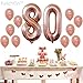 Rose Gold 80th Birthday Decorations for Women– Large, 40 Inch | 80 Balloon Numbers with Latex Balloons, Pack of 10 | Number 8 and 0 Mylar Foil Balloons | Rose Gold 80 Year Old Birthday Decorations