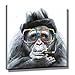 SEVEN WALL ARTS - Modern Animal Dog Painting Ready to Hang for Living Room Kids Room Home Décor (Cool Smoking Chimp, 24 x 24 Inch)